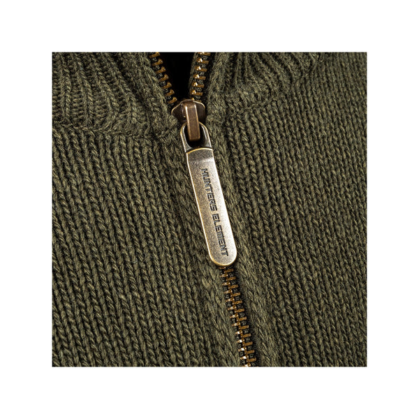 Bush Green | Hunters Element Moleskin Windblock Jersey Image Showing Close Up View Of The Zipper.