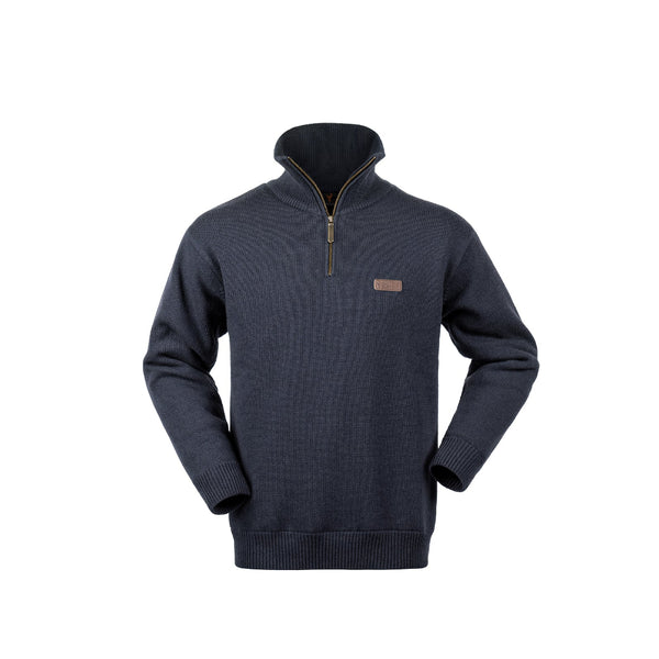 Navy | Hunters Element Moleskin Windblock image Showing Front View, With Collar Up.