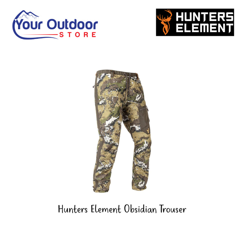 Hunters Element Obsidian Trouser | Hero Image Displaying Logos And Titles.