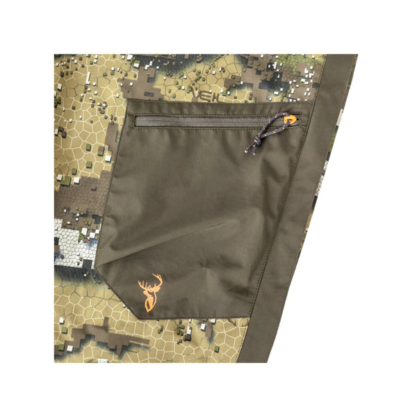 Desolve Veil | Hunters Element Obsidian Trouser Image Showing Close Up View Of Zippered Pocket.