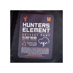 Forest Green | Hunters Element Mens 
Odyssey Pant Image Showing Close Up View Of Tag And Information.