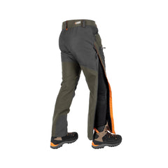 Forest Green | Hunters Element Mens Odyssey Pants Image Showing Side View, Side Zip Fully Open.