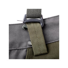 Grey | Hunters Element Odyssey Trouser Braces Image Displaying Close Up View Of spring loaded attachment hardware, Attached To Belt Loop, Hardware Open.