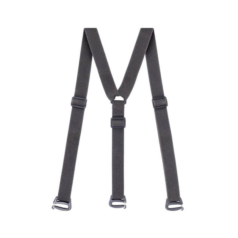 Grey | Hunters Element Odyssey Trouser Braces Image Displaying Adjustable Straps And Spring Loaded Attachment Hardware.