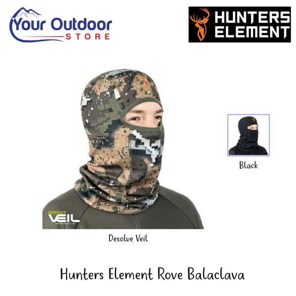 Hunters Element Rove Balaclava | Hero Image Showing Logos, Titles And Variants.