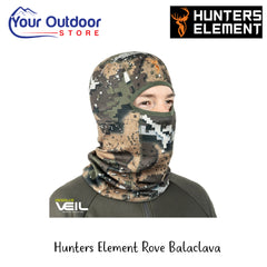 Hunters Element Rove Balaclava | Image Showing All Logos And Titles.