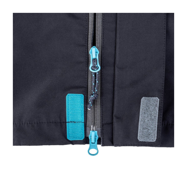 Black | Hunters Element Storm Jacket. Front View Showing Double Slider Zipper and Velcro Tab Closure. 