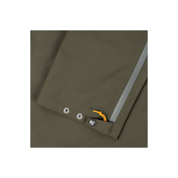 Forest Green | Hunters element Storm Pants Image Showing Close Up View Of The Ankle Press Stud Cuff.