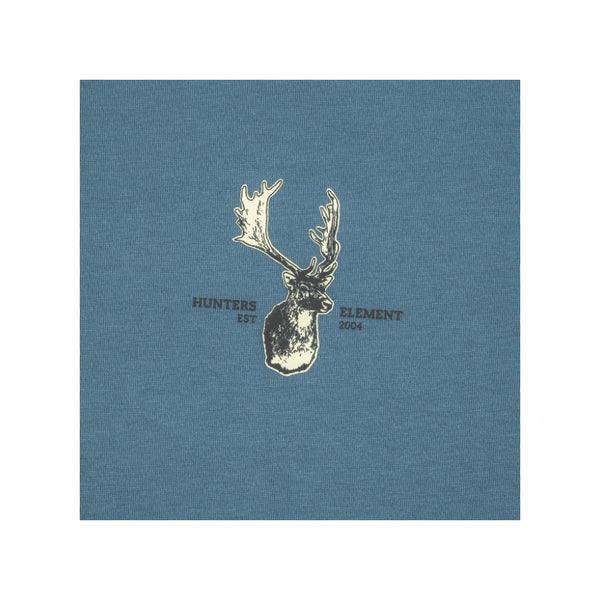Denim | Hunters Element Tee Fallow Image Showing Close Up View Of The Chest Logo.