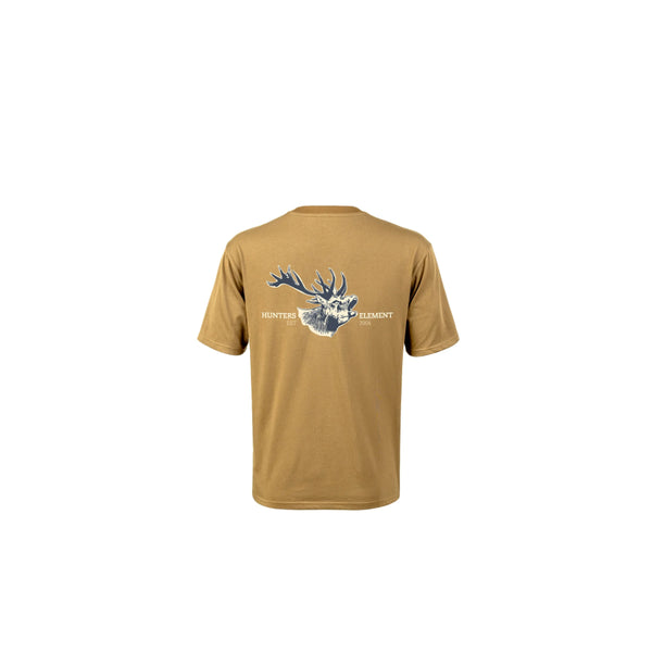 Vintage Glow | Hunters Element Tee Red Stag Image Showing No Logos Or Titles.
