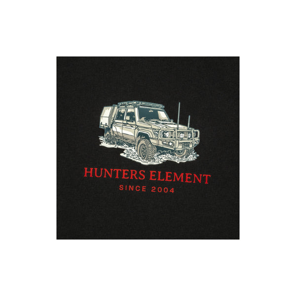 Black | Hunters Element Tee River Cruiser Image Showing Close Up View Of The Chest Logo.