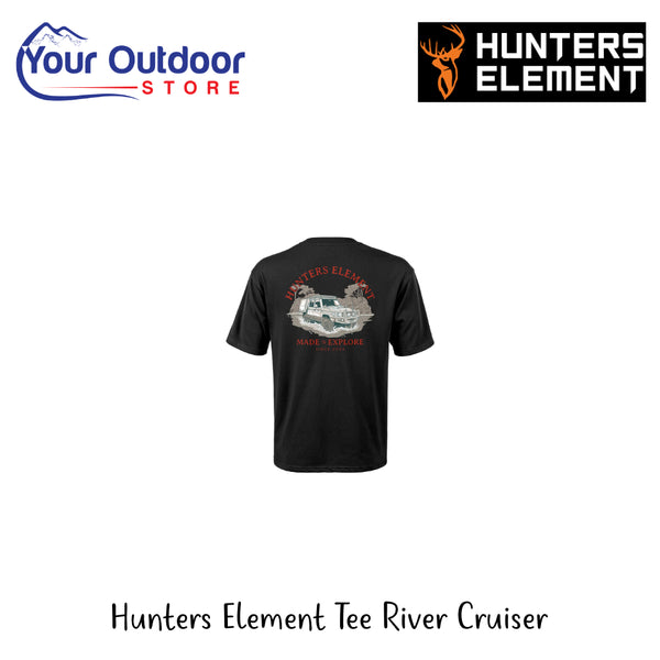 Hunters Element Tee River Cruiser | Hero Image Showing All Logos And Titles.