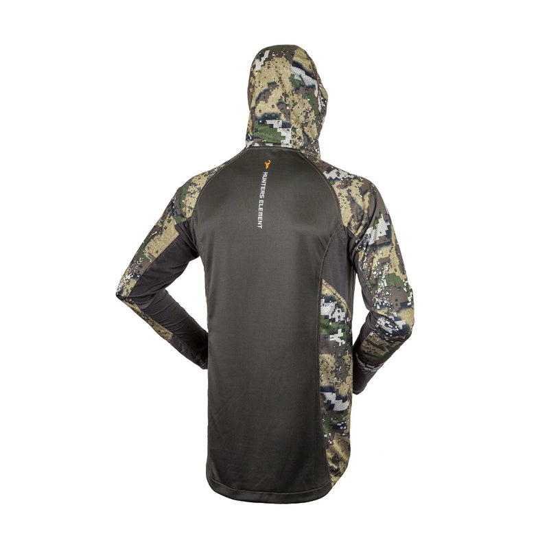 Desolve Veil Camo | Back View With Hood Up. 