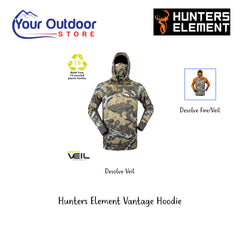 Hunters Element Vantage Hoodie | Hero Image Displaying All Logos Titles And Variants.