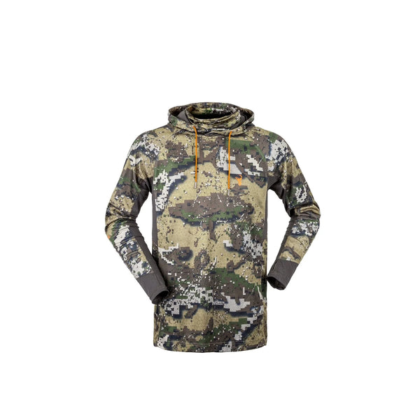 Desolve Veil Camo | Front View With Hood Down. 