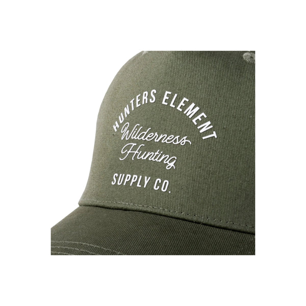Fern Green | Hunters Element Wilderness Cap Image Showing Close Up View Of The Hunters Element Logo.