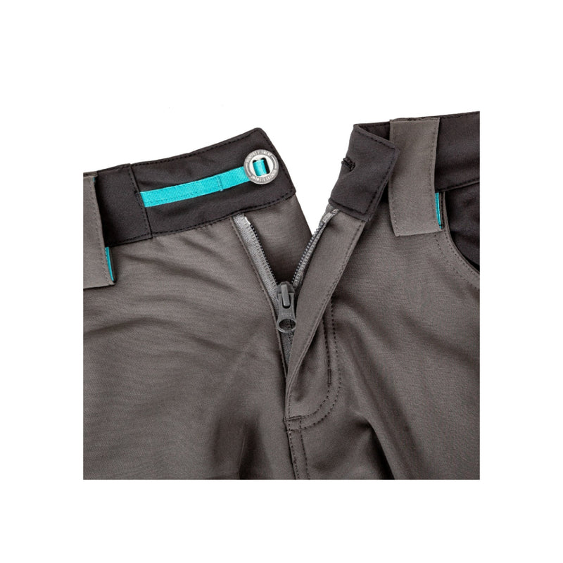 Black/Grey | Hunters Element Womens Boulder Trouser Image Showing Close Up Of Zipper And Botton.