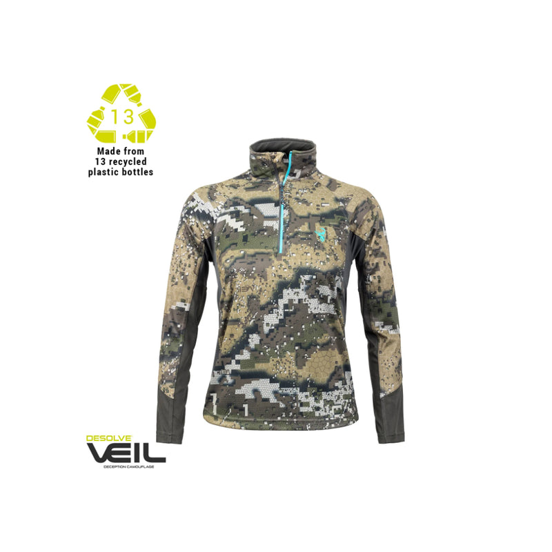 Desolve Veil | Hunters Element Womens Eclipse Top Image Displaying Only The Recycled Bottles Used Logo.