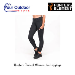 Hunters Element Women's Ice Leggings | Hero Image Displaying All Logos And Titles.