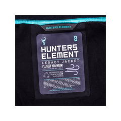 Black | Hunters Element Womens Legacy Jacket Image Showing Close Up View Of Inner Tag And Information.