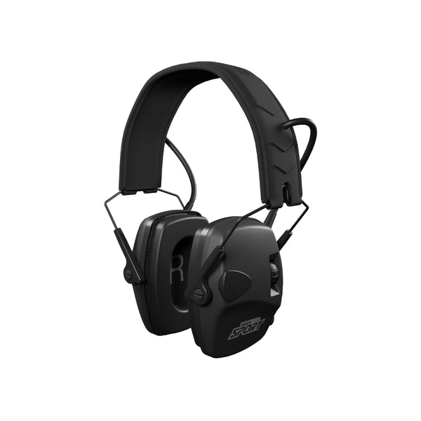 Black | ISO Tunes Sport Defy Slim Passive Hearing Projection Earmuffs Image Showing No Logos Or Titles.