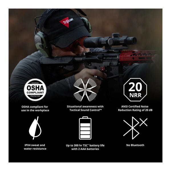 Green | ISO Tunes Sports Defy Slim Passive Hearing Protection Earmuffs Image Showing Some Features.