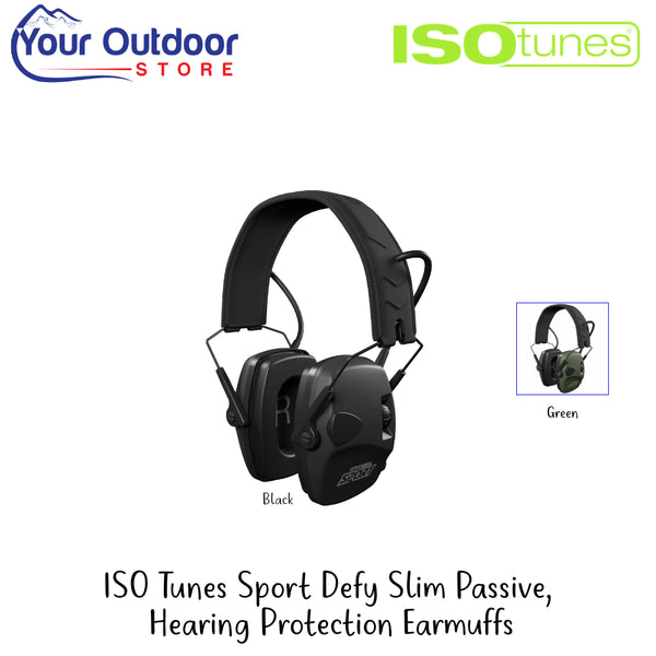ISO Tunes Sport Defy Slim Passive Hearing Protection | Hero Image Showing All Logos, Titles And Variants.