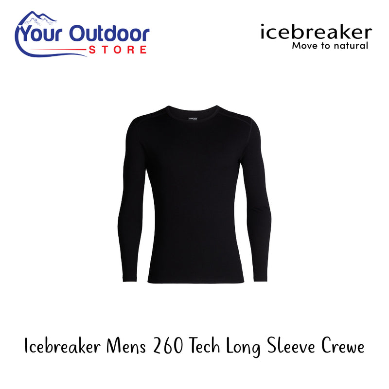 Icebreaker Mens 260 Tech Long Sleeve Crewe | Hero Image Showing All Logos And Titles.