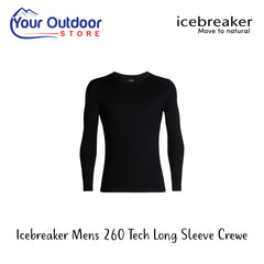 Icebreaker Mens 260 Tech Long Sleeve Crewe | Hero Image Showing All Logos And Titles.
