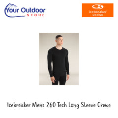 Icebreaker Men's 260 Tech Long Sleeve Crewe | Hero Image Showing All Logos And Titles.
