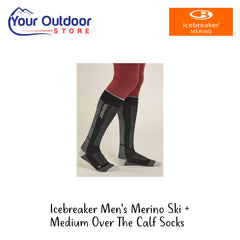 Icebreaker Men's Merino Ski + Men's Medium Over The Calf Socks | Hero Image Showing All Logos And Titles.