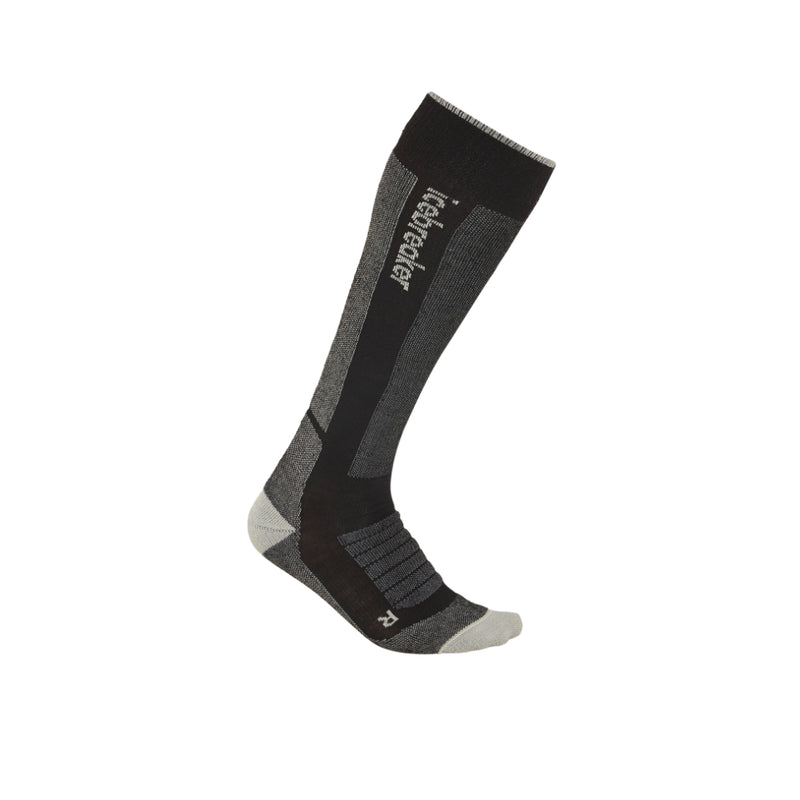Black/Grey | Icebreaker Men's Merino Ski+ Medium Over The Calf Socks Image Showing No Logos Or Titles.