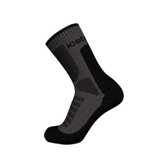 Black/Grey Icebreaker Women's Merino Hike + Heavy Crew Sock Image Showing Inside View Of The Right Sock.