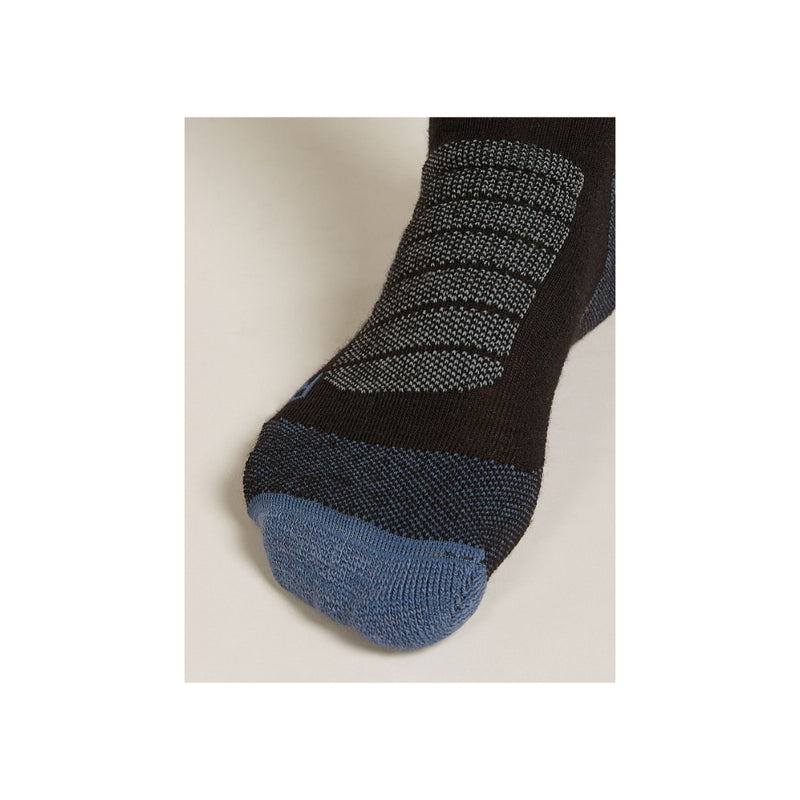 Black/Blue | Icebreaker Women's Merino Ski + Medium Over The Calf Sock Image Showing Close Up View Of The Toe Area.