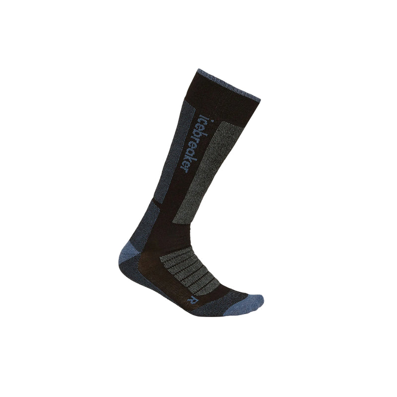 Black/Blue | Icebreaker Womens Merino Ski+ Medium Over The Calf Socks Image Showing No Logos Or Titles.