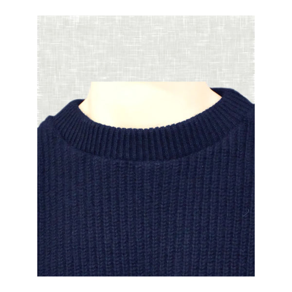 Navy | Interknit Men's Fish Rib Patch Jumper Neck. 