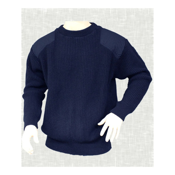 Navy | Interknit Men's Fish Rib Patch Jumper, Front View.