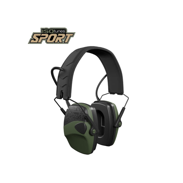 Black/Green | ISOtunes Defy Slim Basic Electronic Shooting Earmuffs Image Showing No Titles.