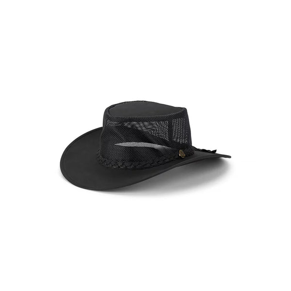 Black | Jacko Leather Man From Snowy River Breeze Hat Image Showing No Logos Or Titles.