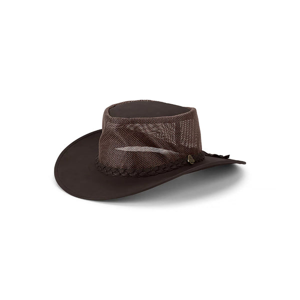 Brown | Jacko Leather Man From Snowy River Breeze Hat Image Showing No Logos Or Titles.