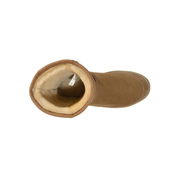 Chestnut | Top View Showing Sheepskin Wool Lining. 
