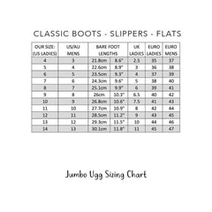 Chestnut | Jumbo Ugg Image Sizing Chart.