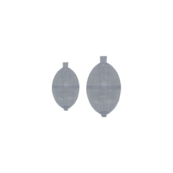 Juro Oval Spin Flat 2pcs | Image Showing Small And Medium Floats Side By Side.