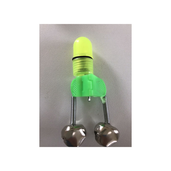 Juro Rod Bell With Light | Image Showing Close Up View Of Light, Clip And Double Bells.