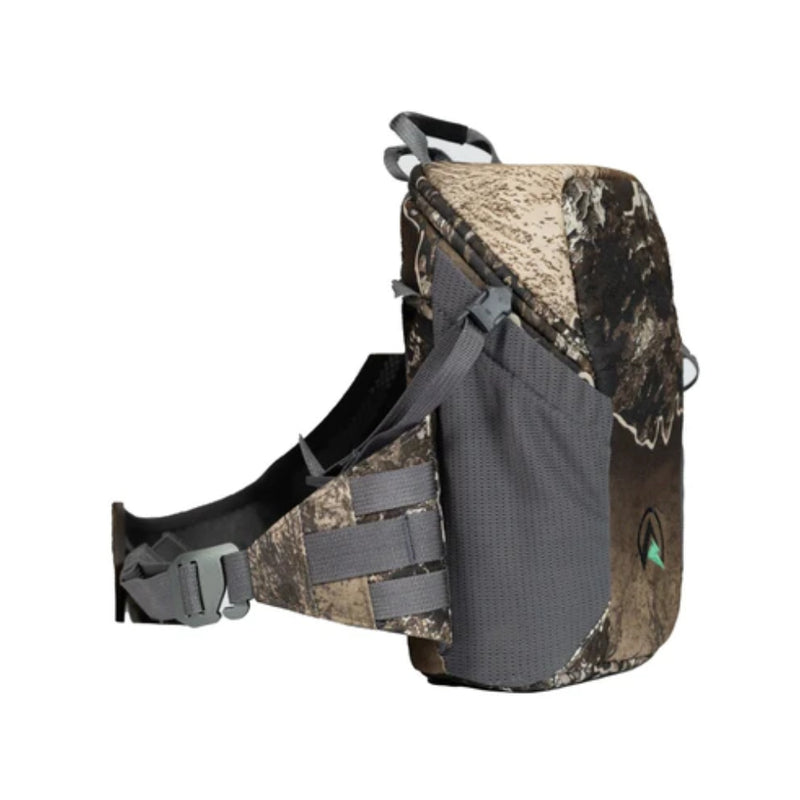 Excape Camo | Ridgeline Kahu Bino Harness - Showing The Left  Side Pocket And Strap Attachment.