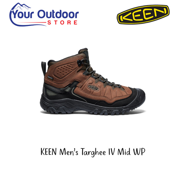 Keen Targhee IV Mid WP Mens Bison Black | Hero Image Showing All Logos And Titles.