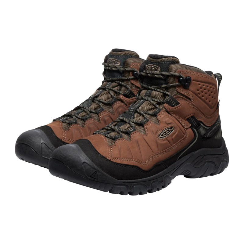 Bison Black | Keen Targhee IV Mid WP Mens Image Showing Both Boots, Angled Side  View.