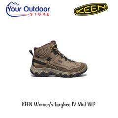 Keen Targhee IV Mid WP Womens Brindle Nostalgia Rose | Hero Image Showing All Logos And Titles.