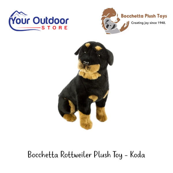 Bocchetta Rottweiler Plush Toy - Koda | Hero Image Showing All Logos And Titles.