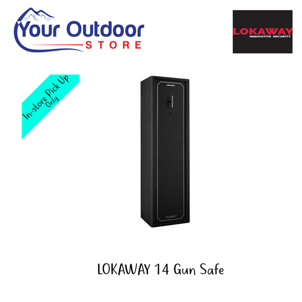 Lokaway 14 Gun Safe | Hero Image Showing Logos and Title.